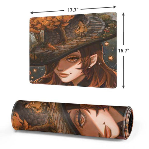Halloween Pumpkin Witch with Fox by Ivy Dolamore Gaming Mouse Pad